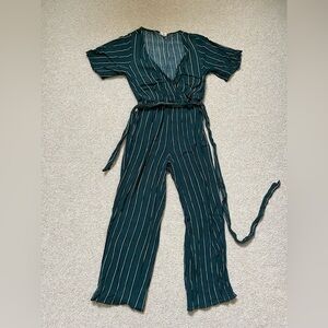 Green pinstripe jumpsuit